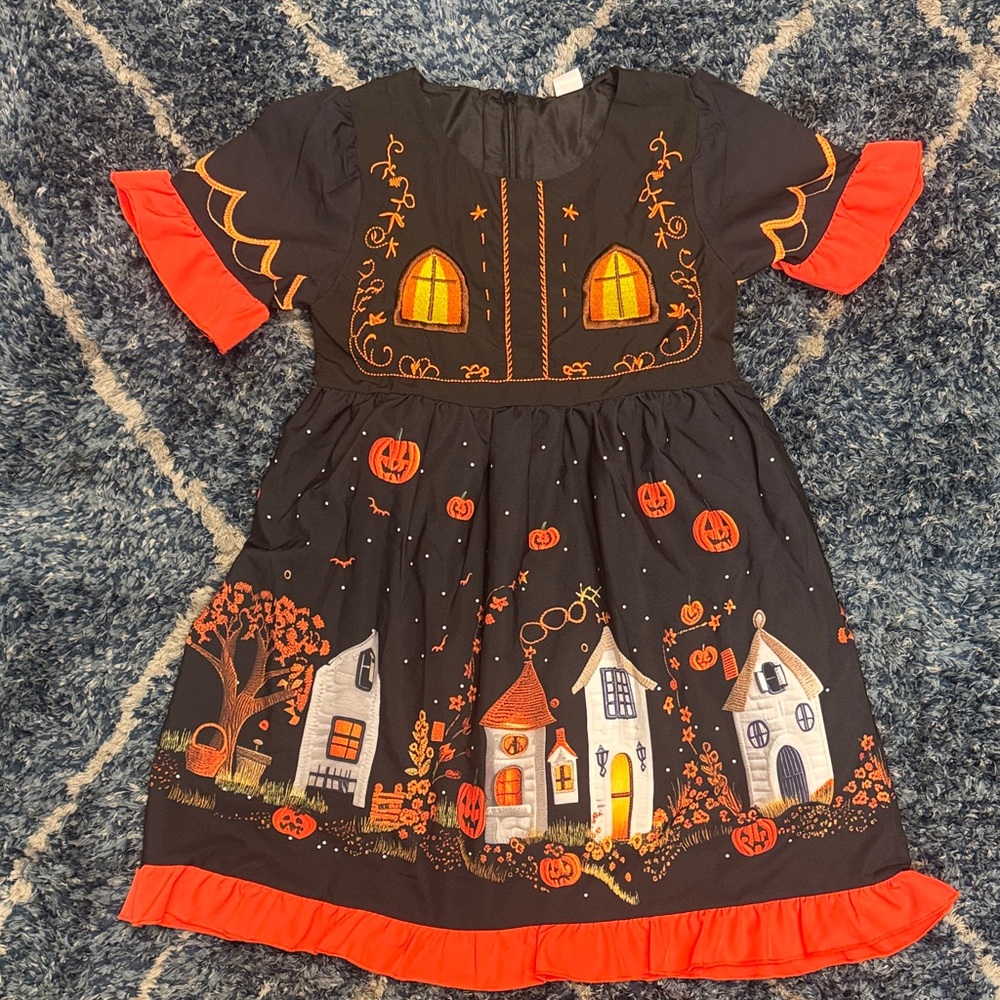 Mini Taylor Halloween Village Kids Costume Dress - Black and Orange